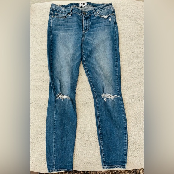 PAIGE Blue Verdugo Ankle Ripped Skinny Jeans - Picture 6 of 8